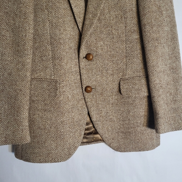 Harris Tweed Mens Blazer Beige Wool 2 Button Half Lined Jacket Sport Coa… - Picture 12 of 12